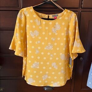 Vince Camuto Elbow Flutter Sleeve Paisley Top Sz M